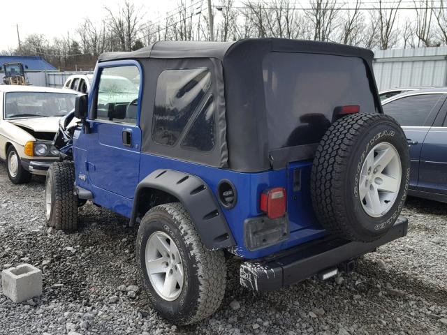 1J4FA29P92P764159 - 2002 JEEP WRANGLER S BLUE photo 3