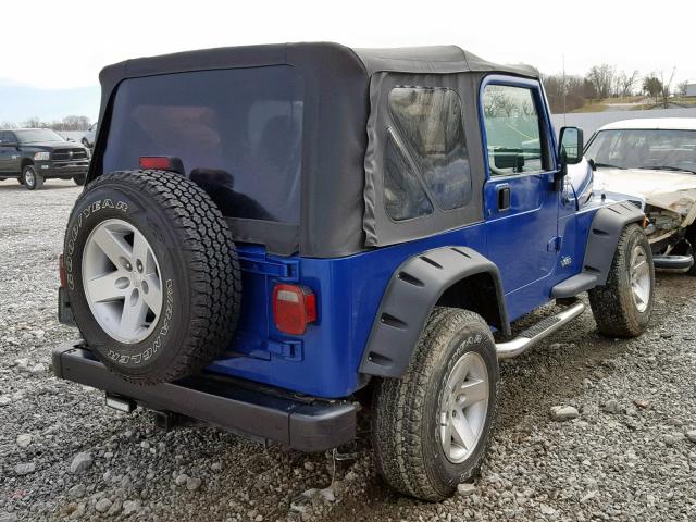 1J4FA29P92P764159 - 2002 JEEP WRANGLER S BLUE photo 4