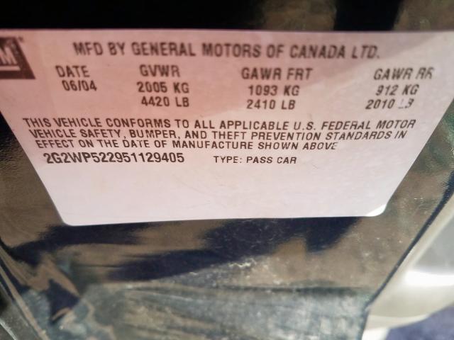 2G2WP522951129405 - 2005 PONTIAC GRAND PRIX  լուսանկար 10