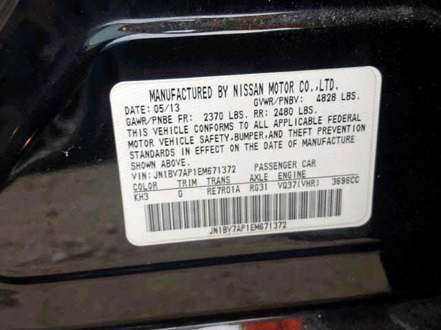 JN1BV7AP1EM671372 - 2014 INFINITI Q50 BASE BLACK photo 10