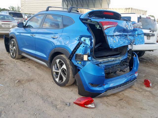 KM8J33A21HU354400 - 2017 HYUNDAI TUCSON LIM BLUE photo 3