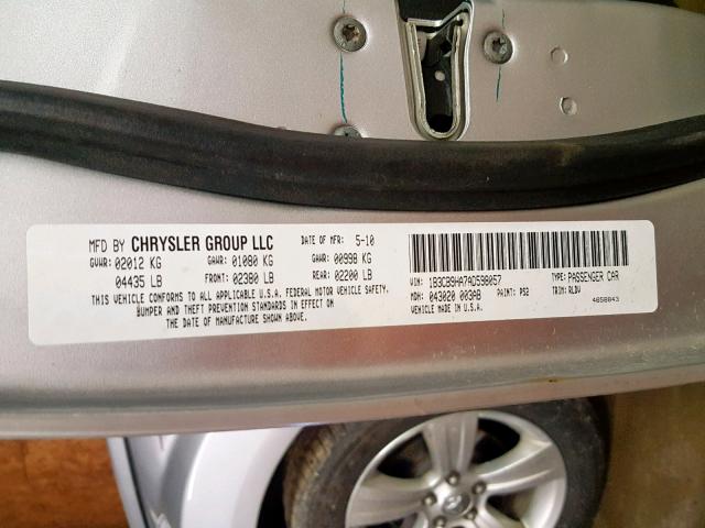 1B3CB9HA7AD598057 - 2010 DODGE CALIBER UP SILVER photo 10