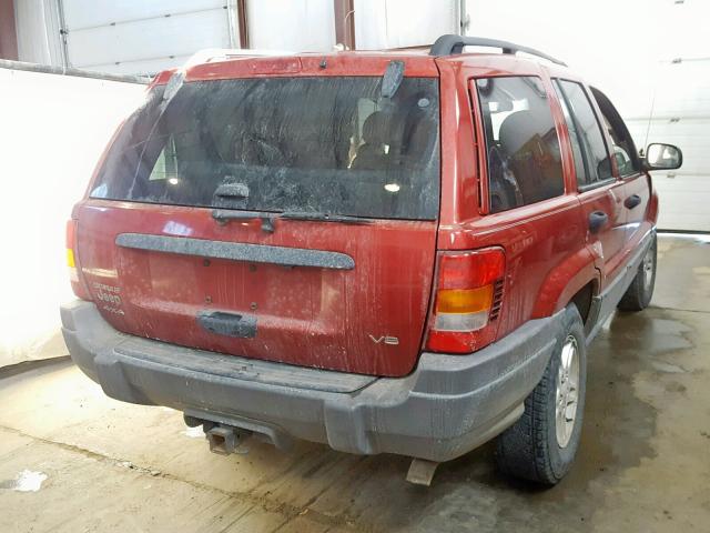 1J8GW48N22C186204 - 2002 JEEP GRAND CHER RED photo 4