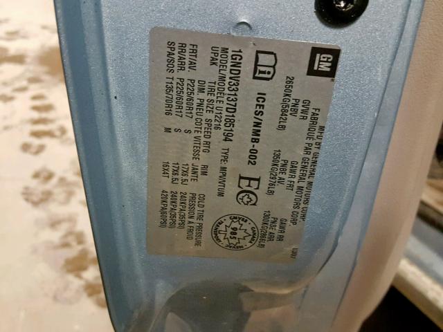 1GNDV33137D185194 - 2007 CHEVROLET UPLANDER L 蓝色 照片 10