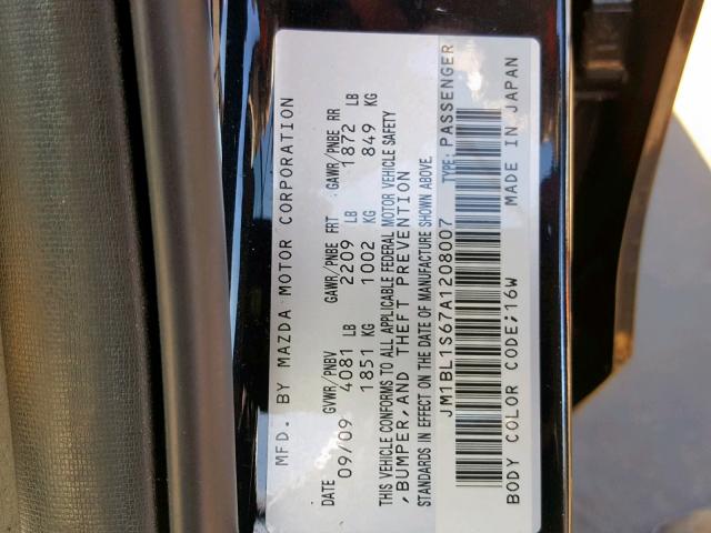 JM1BL1S67A1208007 - 2010 MAZDA 3 S BLACK photo 10