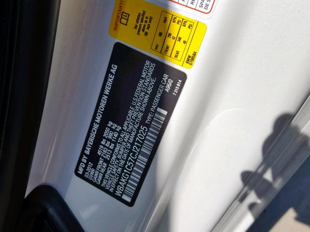 WBAKG1C57CJ217025 - 2012 BMW 335 I SULE WHITE photo 10