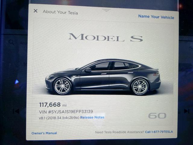 5YJSA1S19EFP33139 - 2014 TESLA MODEL S GRAY photo 8