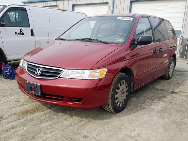 5FNRL18554B137592 - 2004 HONDA ODYSSEY LX RED photo 2