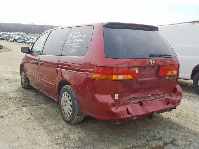 5FNRL18554B137592 - 2004 HONDA ODYSSEY LX RED photo 3