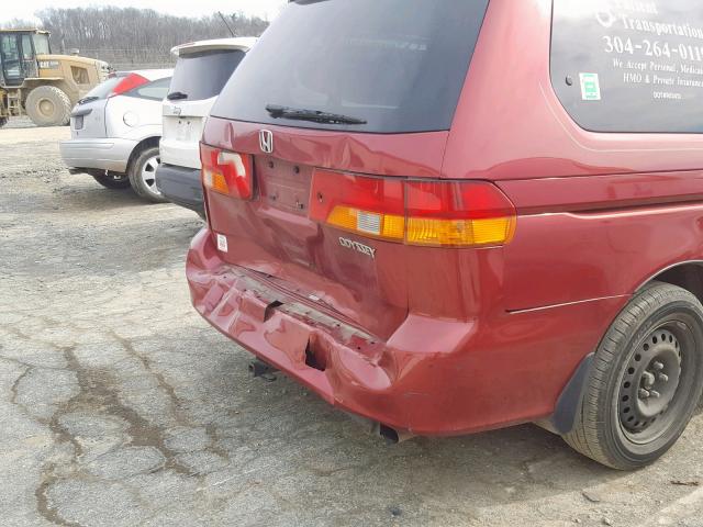 5FNRL18554B137592 - 2004 HONDA ODYSSEY LX RED photo 9