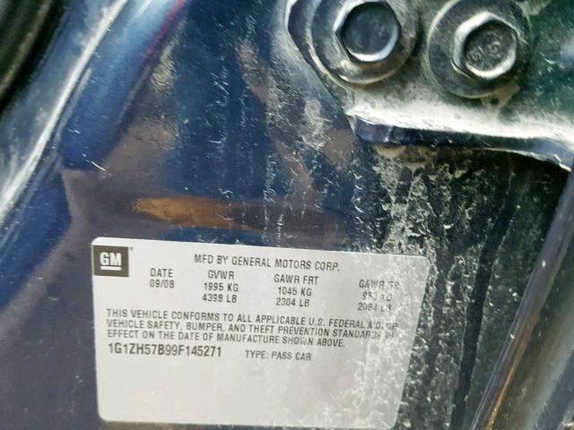 1G1ZH57B99F145271 - 2009 CHEVROLET MALIBU 1LT 蓝色 照片 10