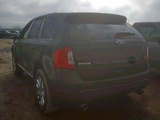 2FMDK3JC1EBB00759 - 2014 FORD EDGE SEL BLACK photo 3