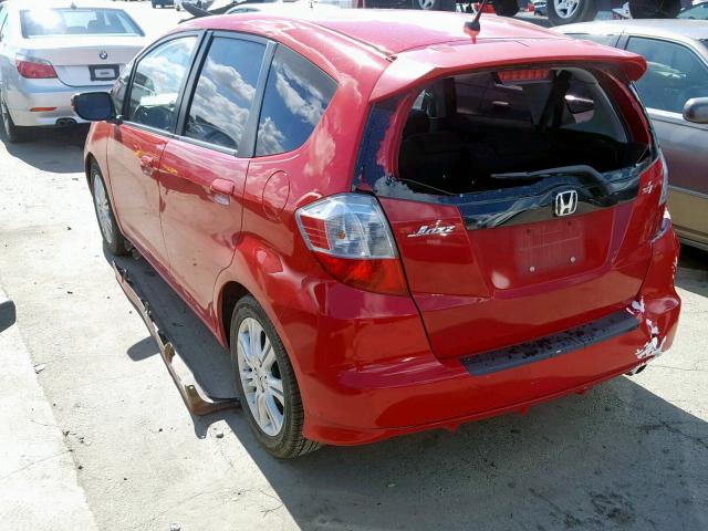 JHMGE8H45AC006493 - 2010 HONDA FIT SPORT RED photo 3