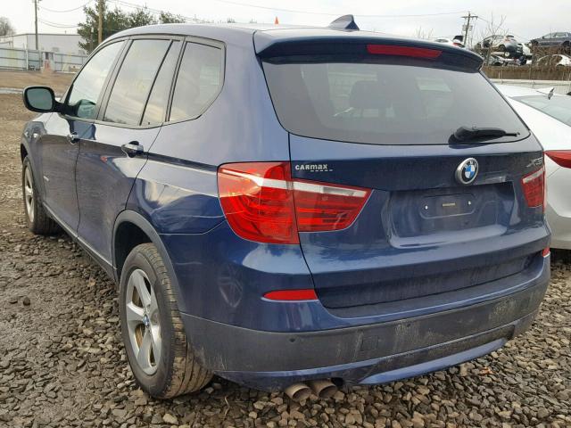 5UXWX5C54BL711792 - 2011 BMW X3 XDRIVE2 BLUE photo 3