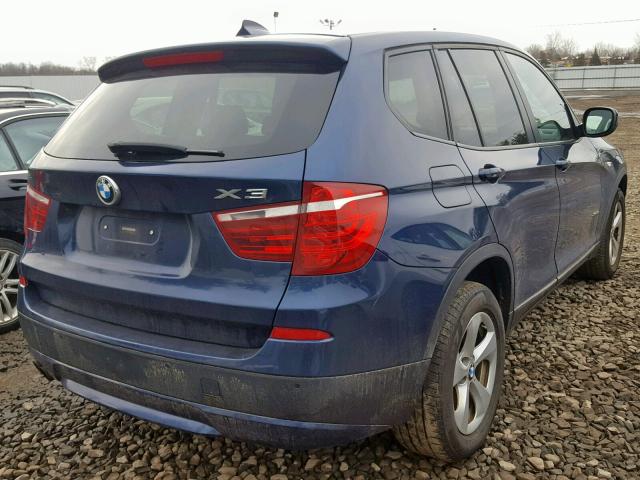 5UXWX5C54BL711792 - 2011 BMW X3 XDRIVE2 BLUE photo 4