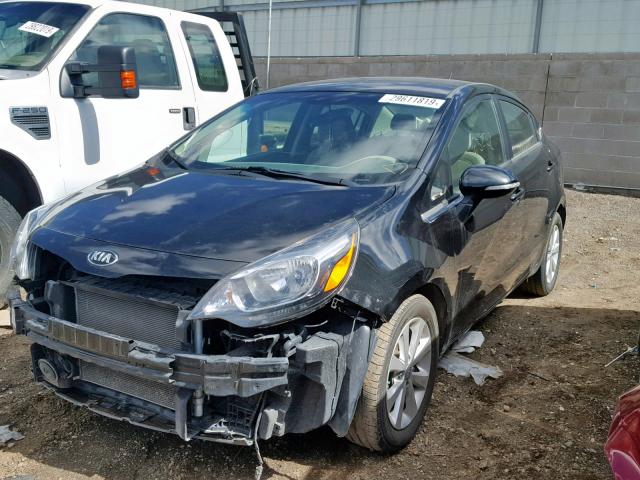 KNADN4A38F6453451 - 2015 KIA RIO EX BLACK photo 2