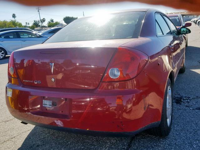 1G2ZF58B374199285 - 2007 PONTIAC G6 VALUE L RED photo 4