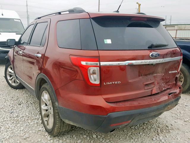 1FM5K7F84EGC46646 - 2014 FORD EXPLORER L RED photo 3