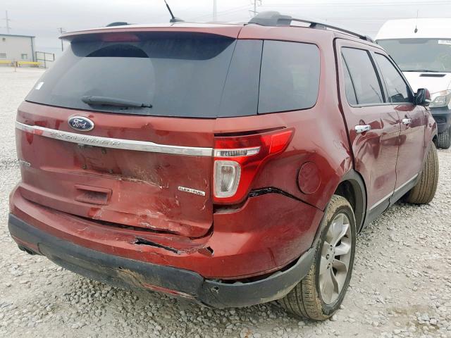 1FM5K7F84EGC46646 - 2014 FORD EXPLORER L RED photo 4