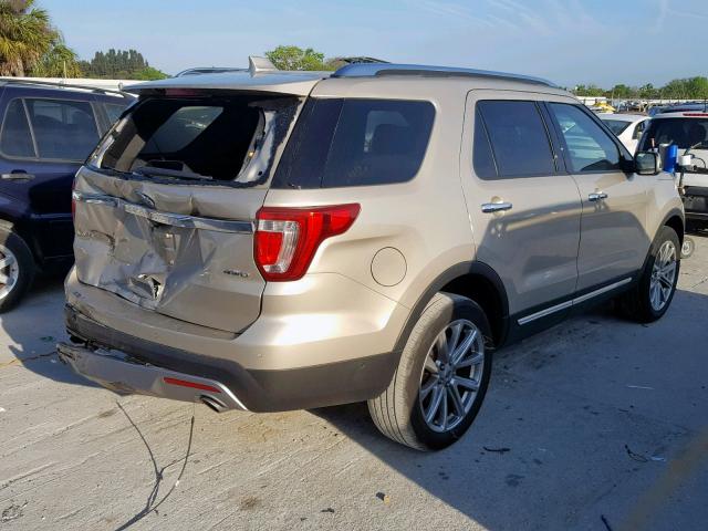 1FM5K8F81HGA72481 - 2017 FORD EXPLORER L GOLD photo 4