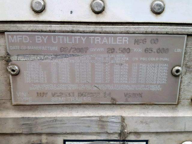 1UYVS25338G292214 - 2008 UTILIMASTER TRAILER WHITE photo 10