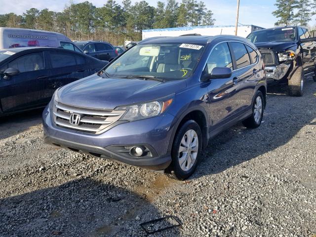 2HKRM3H71DH505360 - 2013 HONDA CR-V EXL BLUE photo 2