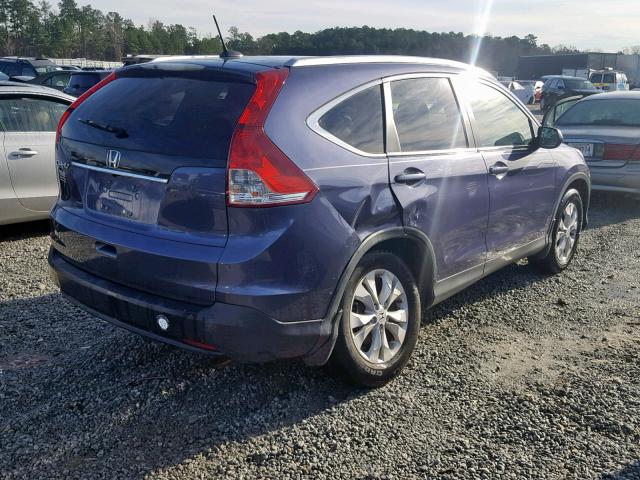 2HKRM3H71DH505360 - 2013 HONDA CR-V EXL BLUE photo 4