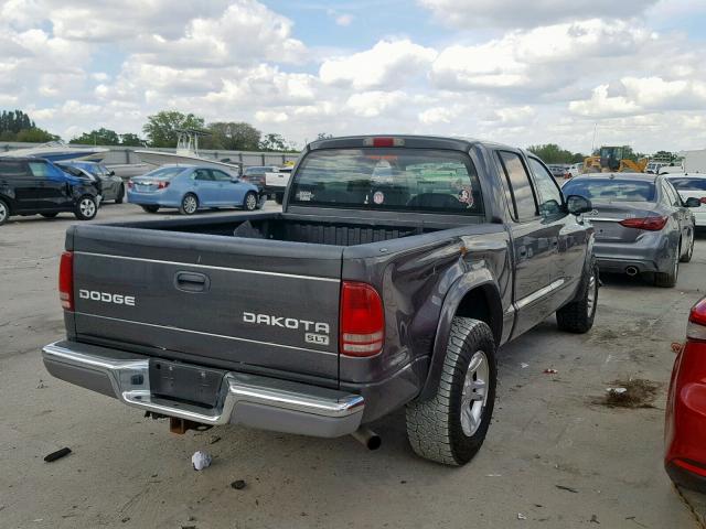 1D7HL48N64S536713 - 2004 DODGE DAKOTA QUA GRAY photo 4