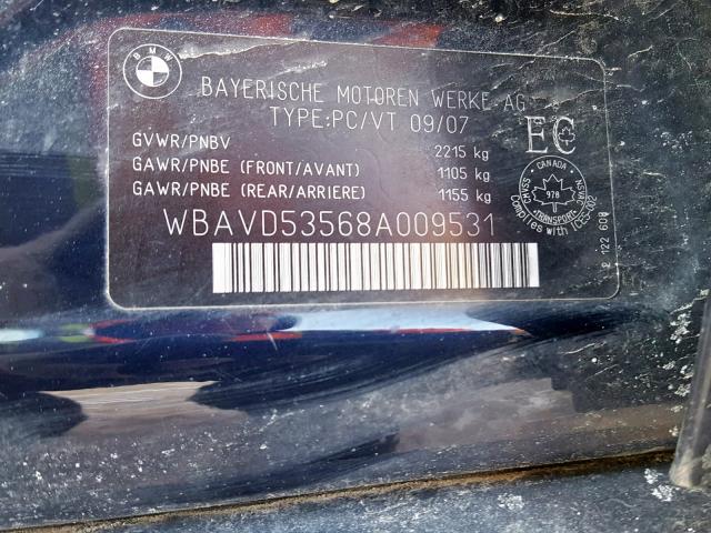 WBAVD53568A009531 - 2008 BMW 335 XI BLUE photo 10