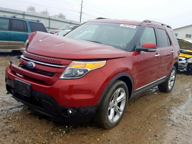 1FM5K8F82EGC02943 - 2014 FORD EXPLORER L RED photo 2