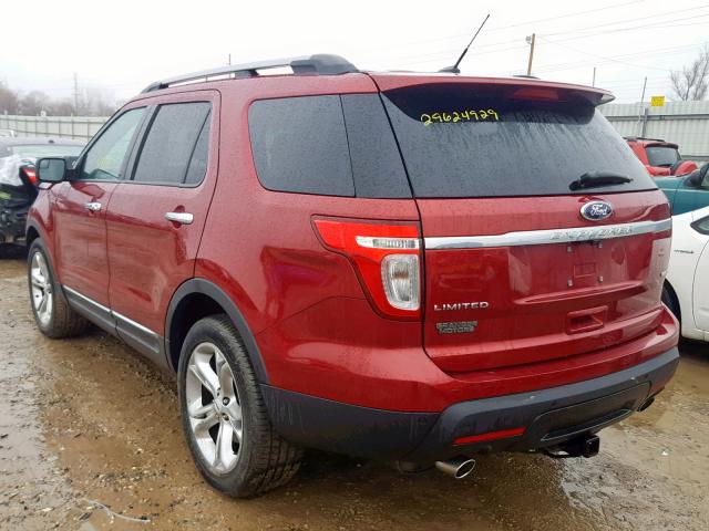 1FM5K8F82EGC02943 - 2014 FORD EXPLORER L RED photo 3