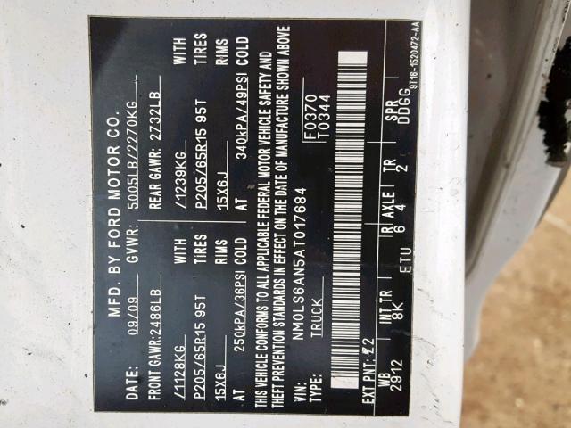 NM0LS6AN5AT017684 - 2010 FORD TRANSIT CO WHITE photo 10
