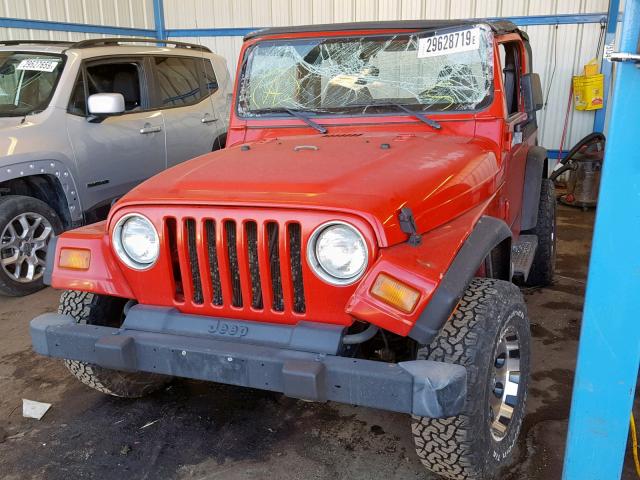 1J4FY19SXWP735558 - 1998 JEEP WRANGLER / ORANGE photo 2