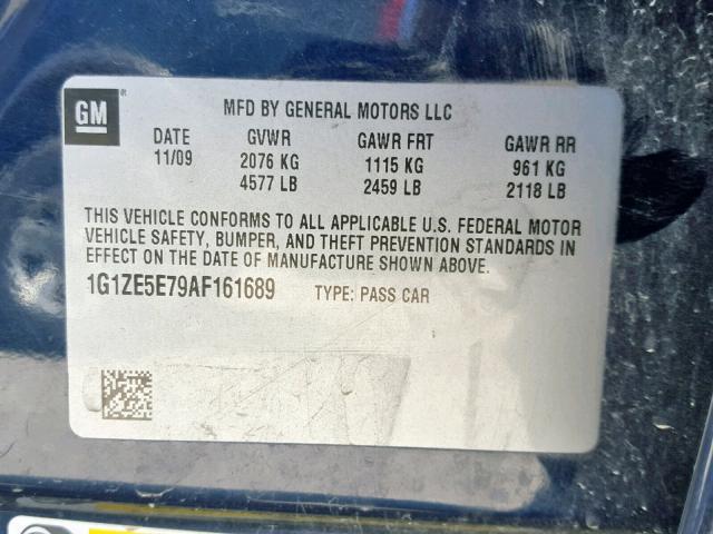 1G1ZE5E79AF161689 - 2010 CHEVROLET MALIBU LTZ 蓝色 照片 10