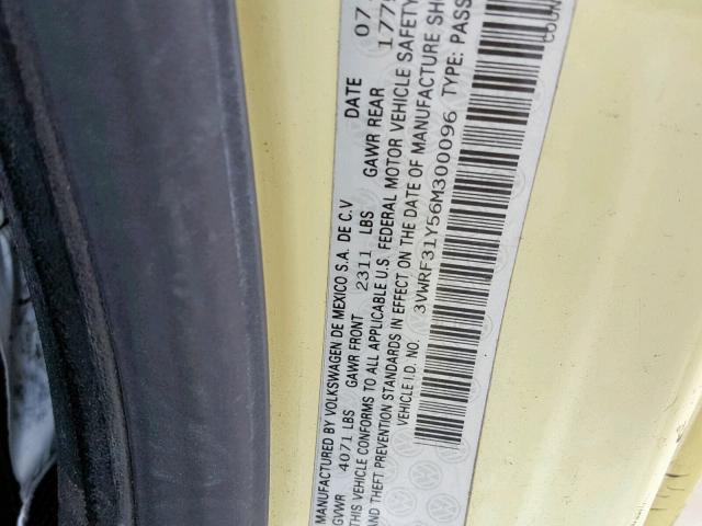 3VWRF31Y56M300096 - 2006 VOLKSWAGEN NEW BEETLE ყვითელი ფოტო 10