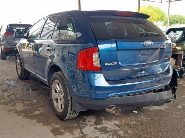 2FMDK3JC3BBA03543 - 2011 FORD EDGE SEL BLUE photo 3