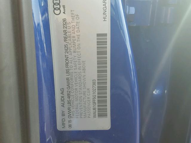 WAUB1GFF5G1027383 - 2016 AUDI S3 PREMIUM BLUE photo 10