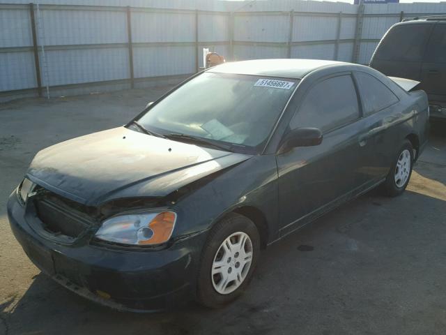 1HGEM22592L038487 - 2002 HONDA CIVIC LX GREEN photo 2