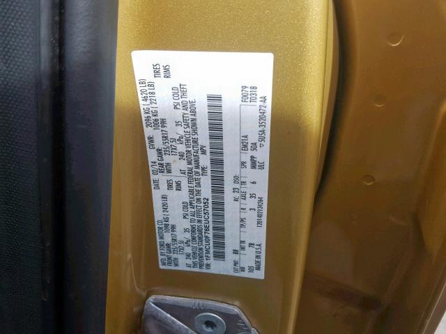 1FMCU0F76EUC57052 - 2014 FORD ESCAPE S GOLD photo 10