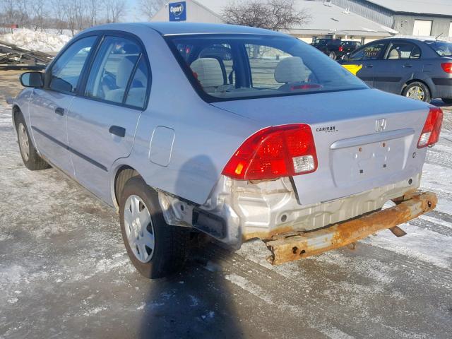 1HGES16324L005018 - 2004 HONDA CIVIC DX V SILVER photo 3