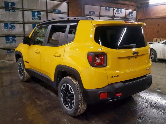 ZACCJBCBXHPE78189 - 2017 JEEP RENEGADE T YELLOW photo 3