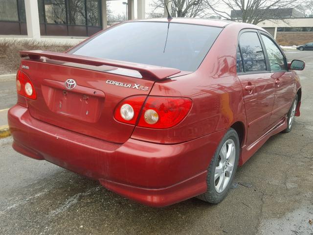 2T1BY32E85C414524 - 2005 TOYOTA COROLLA XR RED photo 4