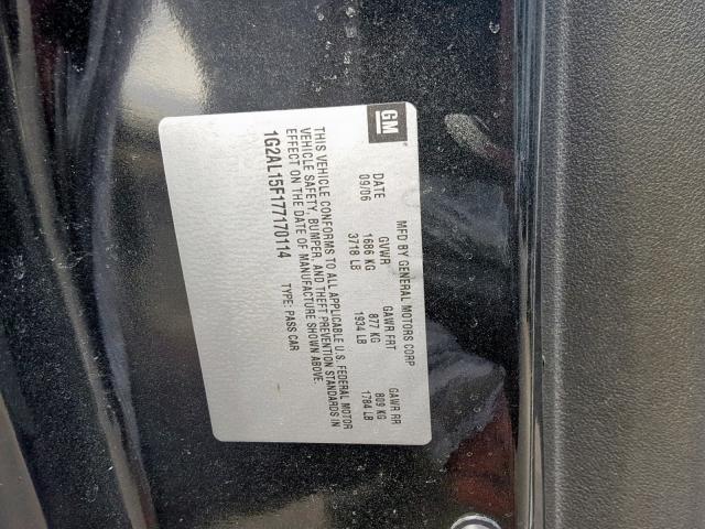 1G2AL15F177170114 - 2007 PONTIAC G5 BLACK photo 10