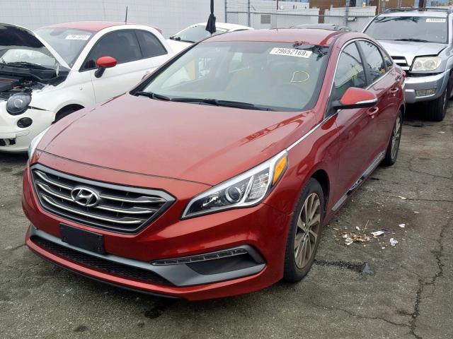 5NPE34AF6FH072257 - 2015 HYUNDAI SONATA SPO RED photo 2