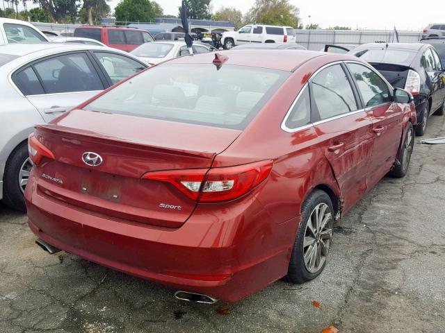 5NPE34AF6FH072257 - 2015 HYUNDAI SONATA SPO RED photo 4