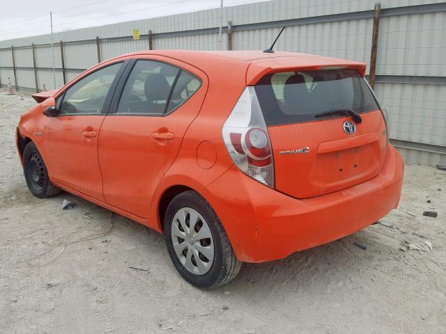 JTDKDTB33C1026483 - 2012 TOYOTA PRIUS C ORANGE photo 3