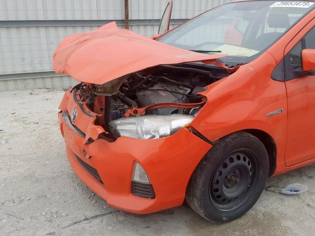 JTDKDTB33C1026483 - 2012 TOYOTA PRIUS C ORANGE photo 9