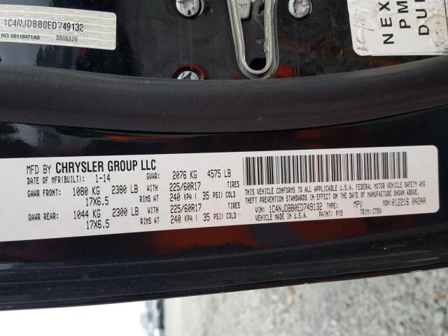 1C4NJDBB0ED749132 - 2014 JEEP COMPASS SP 黑色 照片 10