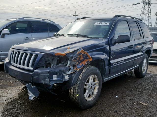 1J4GW48S24C160518 - 2004 JEEP GRAND CHER BLUE photo 2