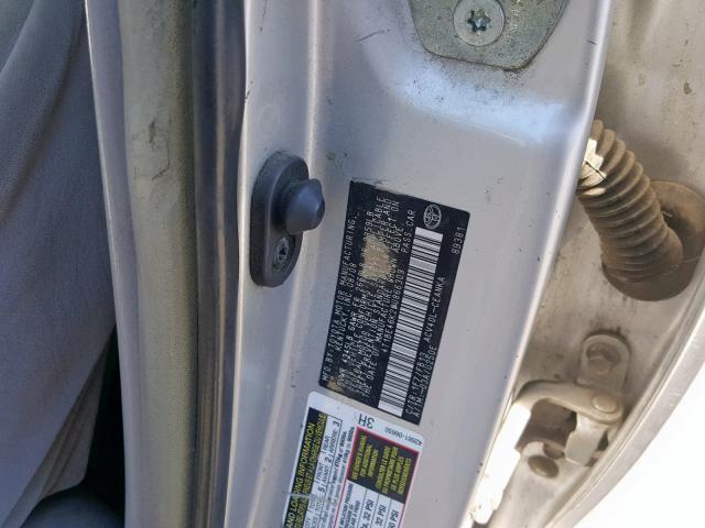 4T1BE46K29U866309 - 2009 TOYOTA CAMRY BASE SILVER photo 10